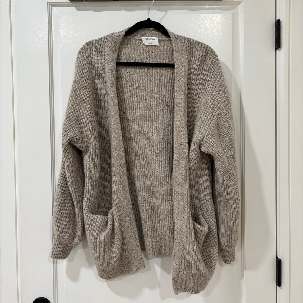 Wilfred Free Ribbed Knit Cardigan in Cream